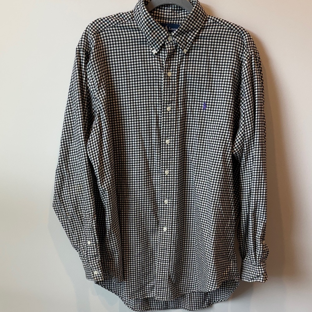 Ralph Lauren Black and White Checkered Men's Flannel Shirt